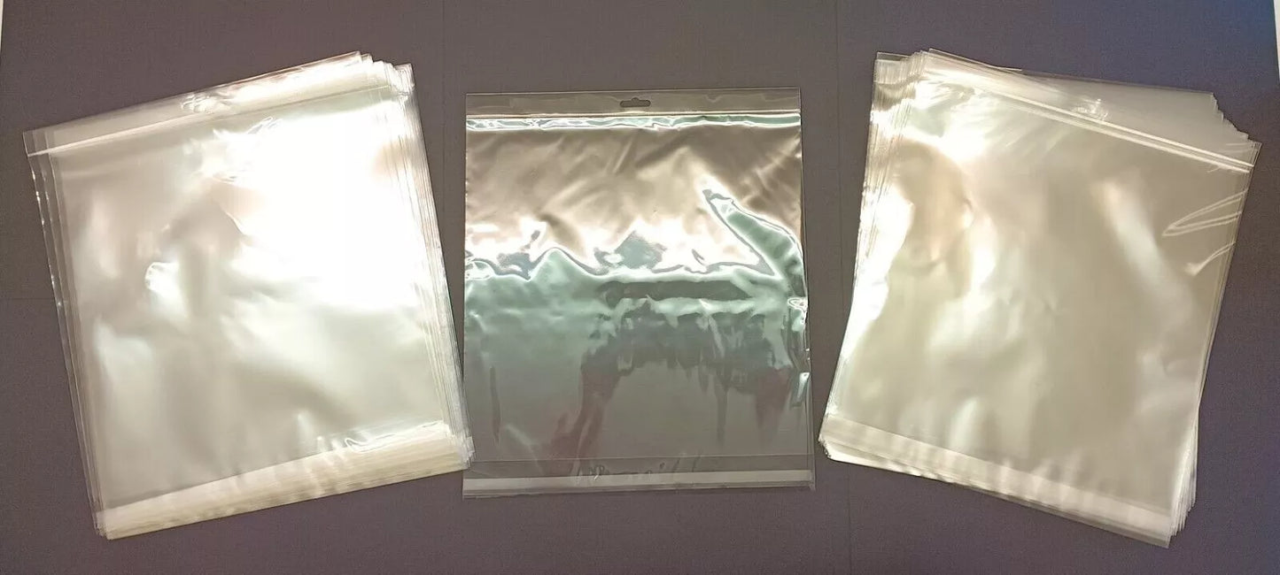 12" x 12" Euro Slot Header Bags - Self Seal - Retail Display Bags