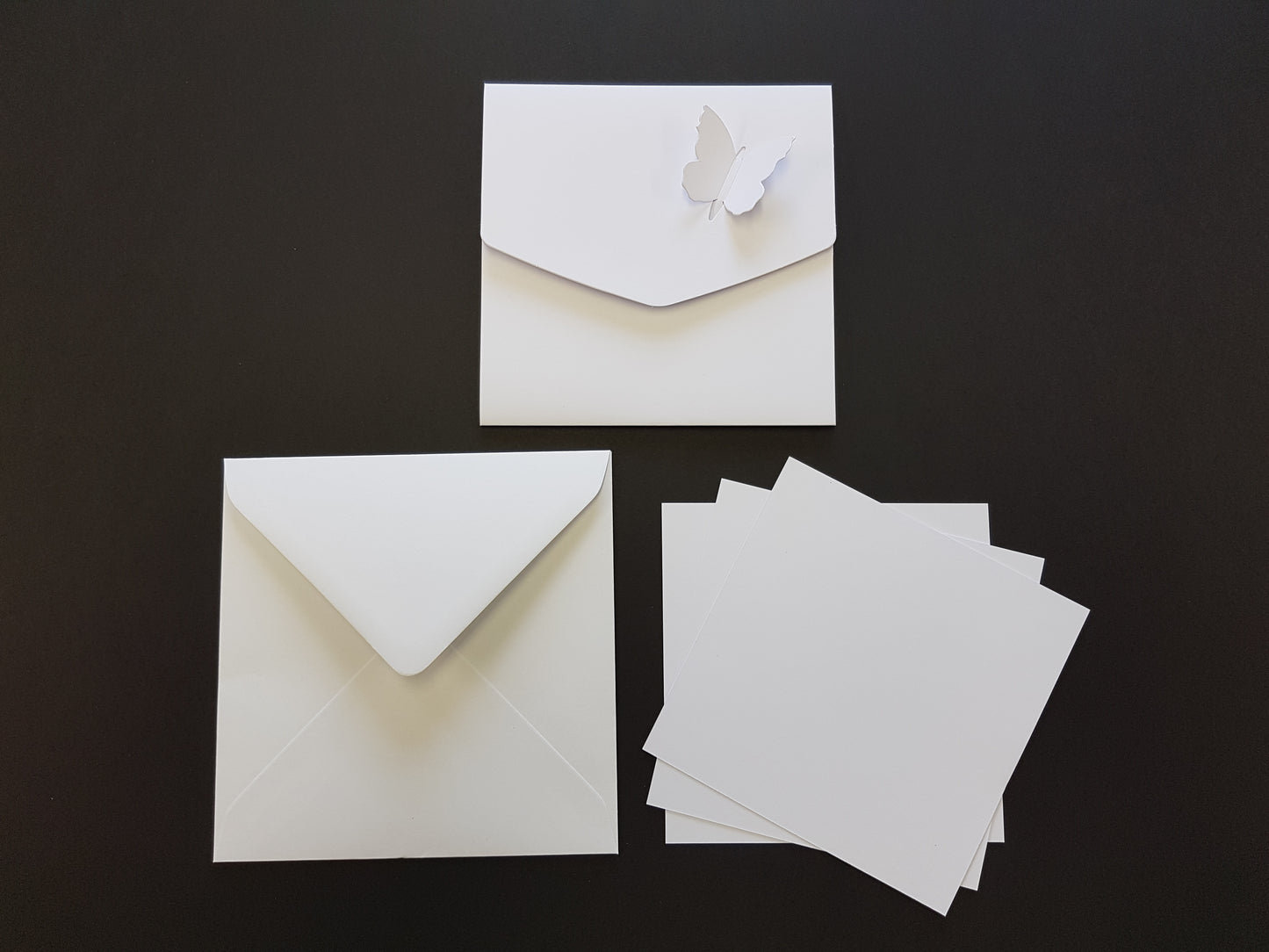 Luxury White Square Butterfly Pocket Fold Wedding Invites With White Envelopes