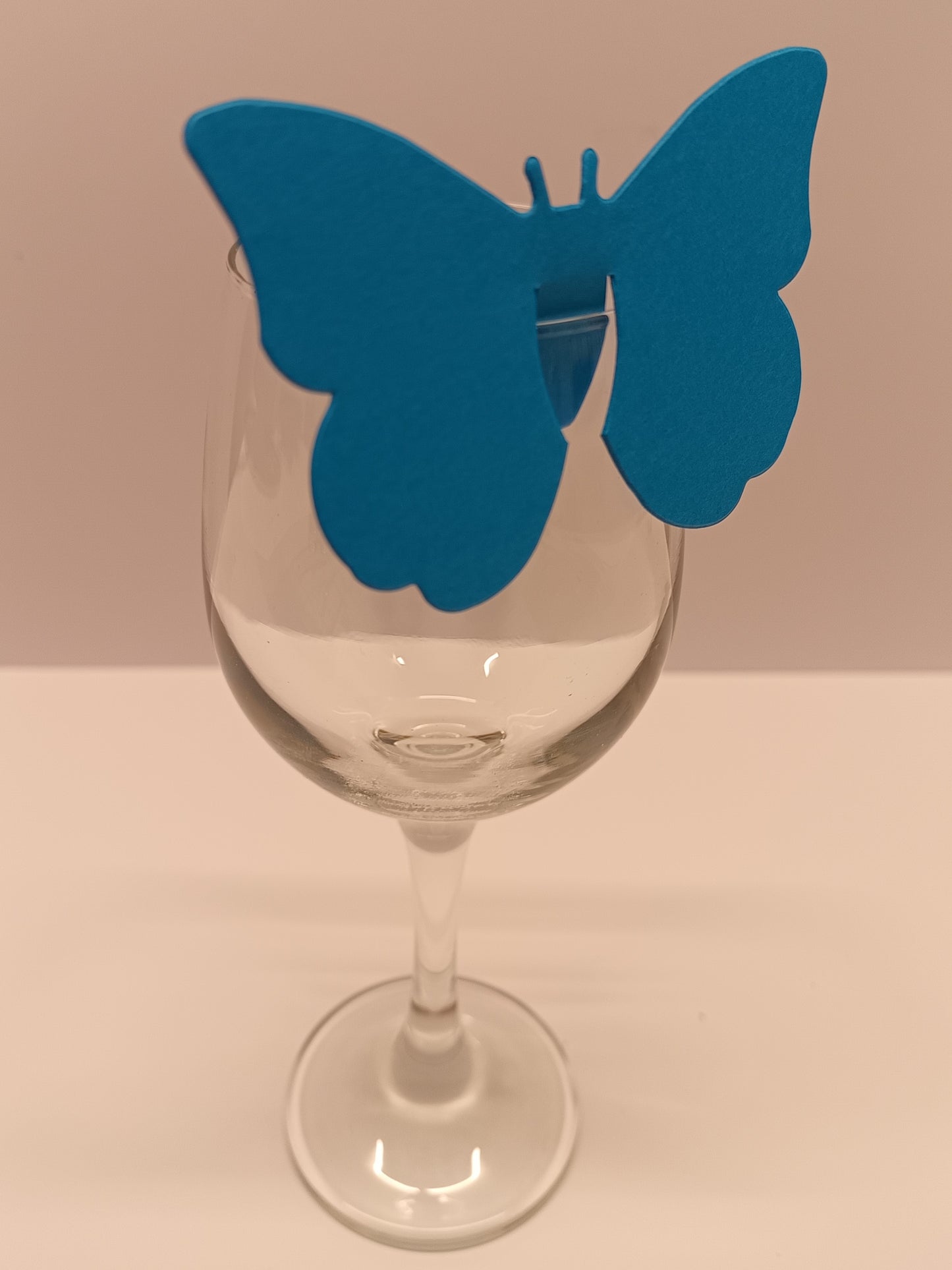Ocean Blue Butterfly Wine Glass Wedding Place Cards