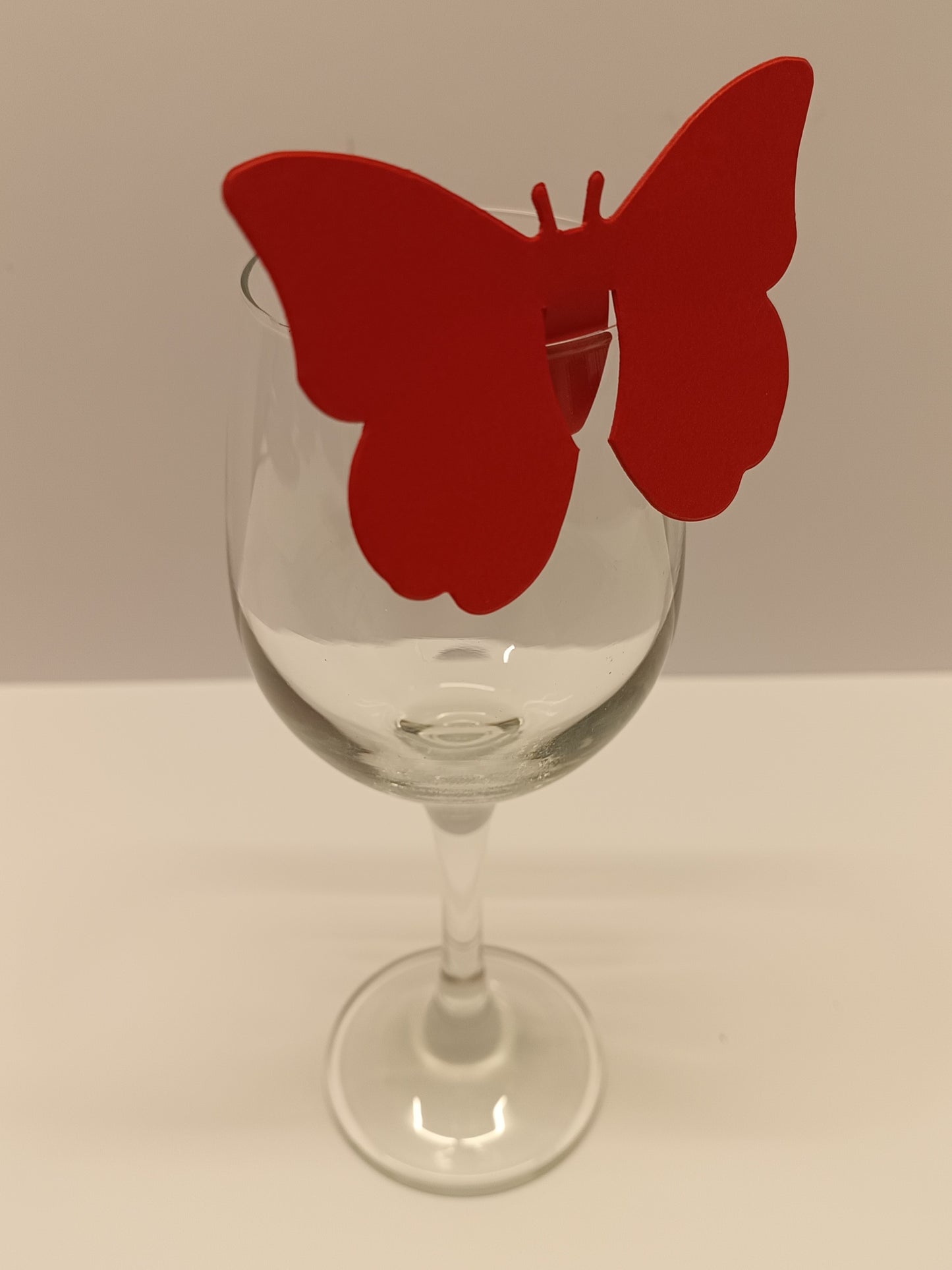 Xmas Red Butterfly Wine Glass Wedding Place Cards