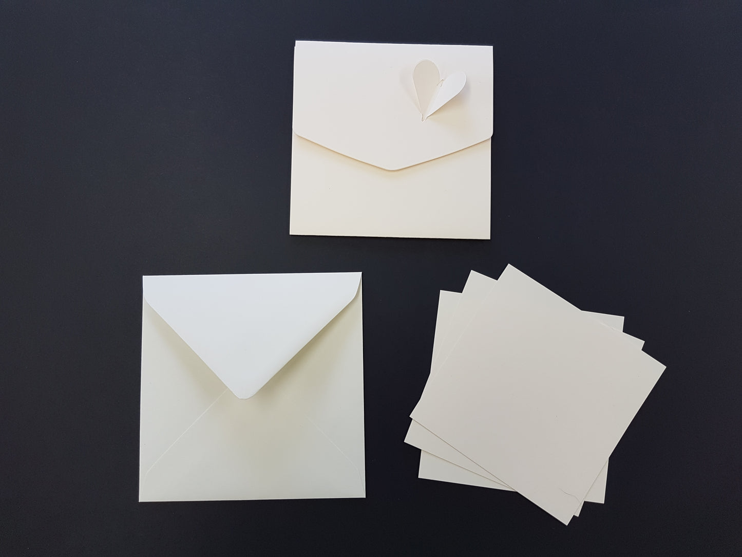 Luxury Ivory Square Heart Pocket Fold Wedding Invites With Ivory Envelopes