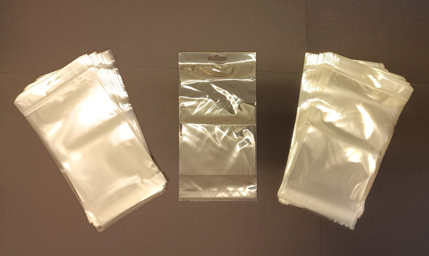 118mm x 160mm Euro Slot Header Bags - Self Seal - Retail Display Bags