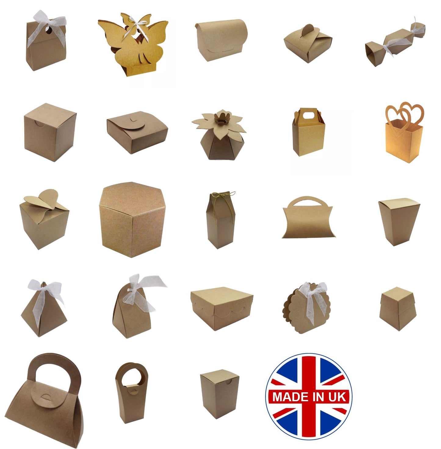 Rustic Eco Friendly Brown Kraft Gift Favour Boxes For Weddings - Parties