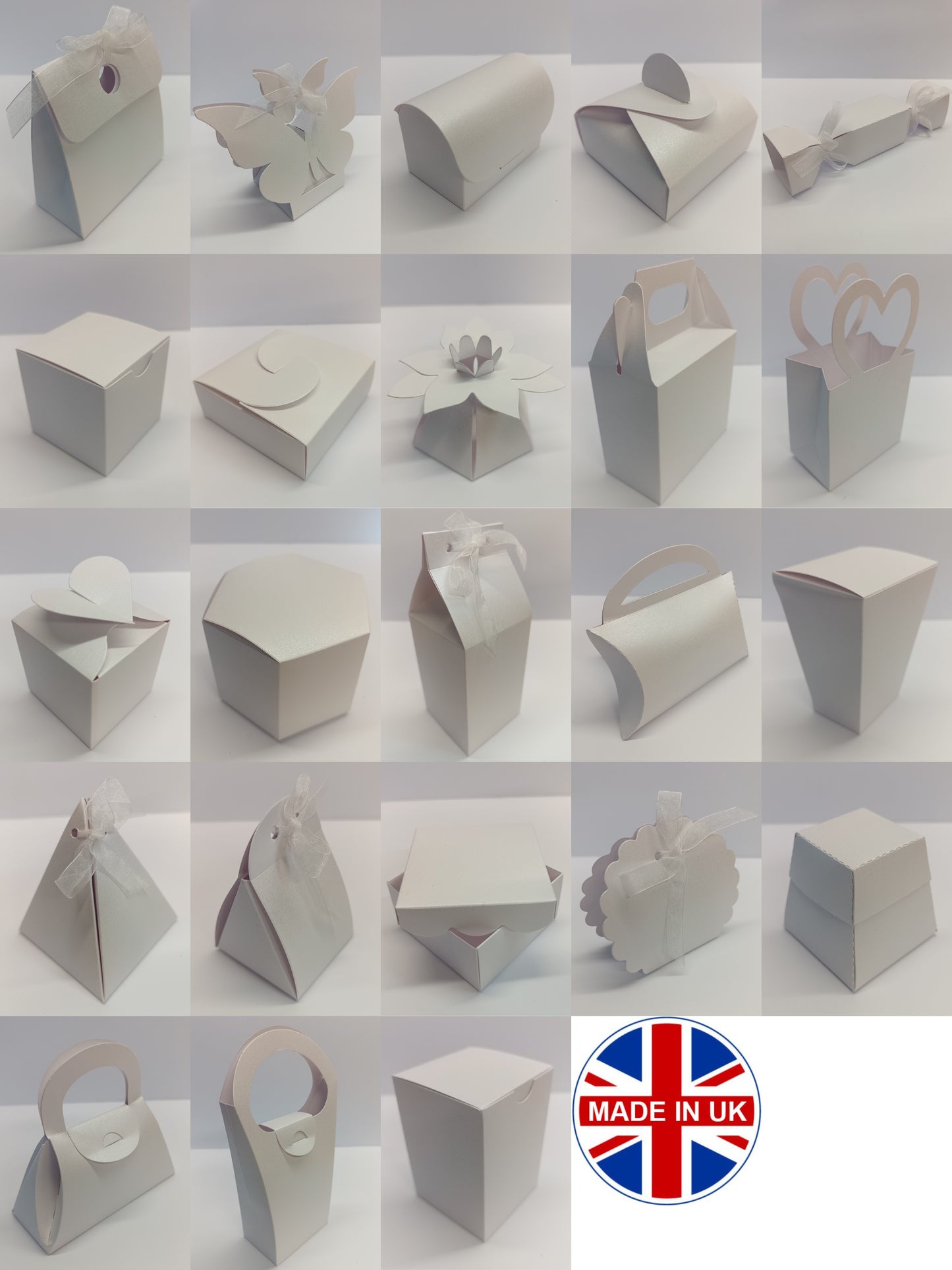 Luxury Pearlescent White Gift Favour Boxes For Weddings - Parties