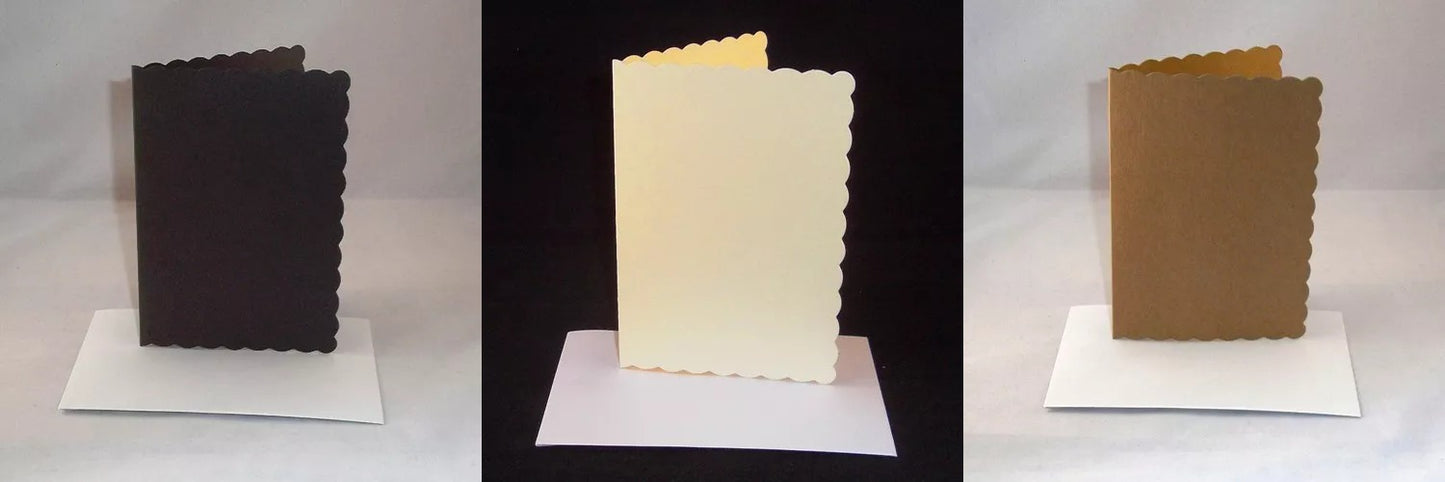 A5 Coloured Greeting Card Blanks & Envelopes (SCALLOPED EDGE)