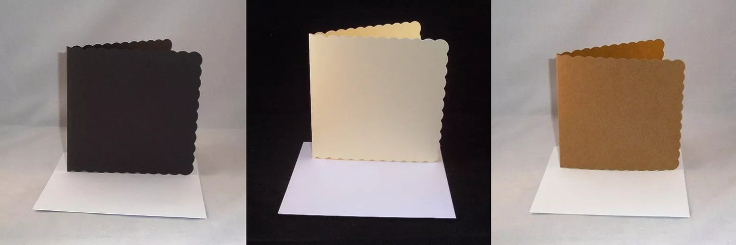 6" x 6" Coloured Greeting Card Blanks & Envelopes (SCALLOPED EDGE)