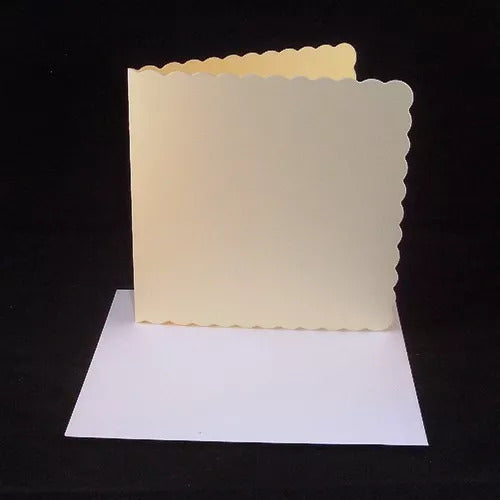 6" x 6" Coloured Greeting Card Blanks & Envelopes (SCALLOPED EDGE)