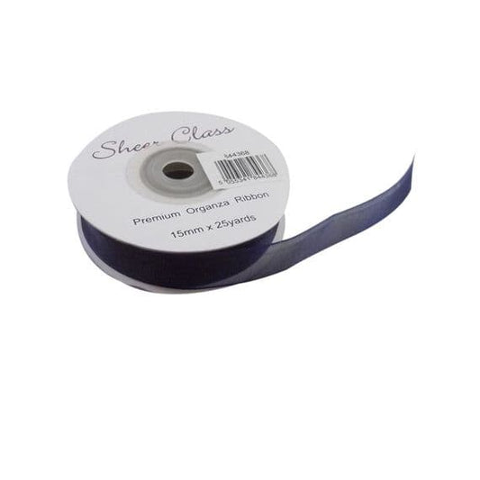 15mm Navy Blue Organza Ribbon