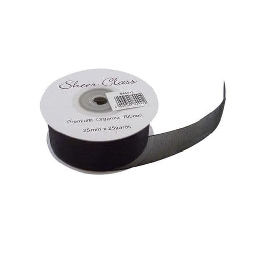 25mm Black Organza Ribbon