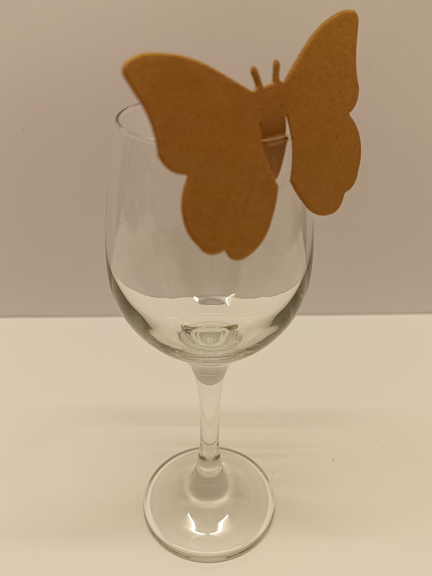 Eco Friendly Kraft Butterfly Wine Glass Wedding Place Cards