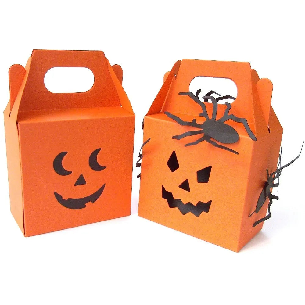 Halloween Pumpkin Sweetie Box With Double Face. Ghoulish Orange