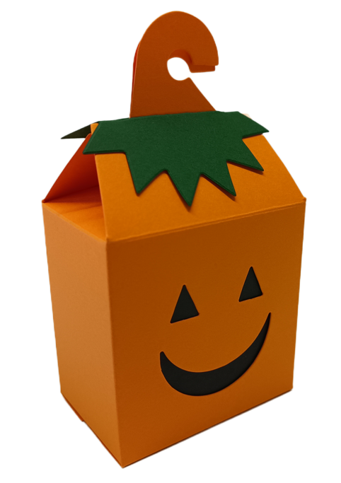 Halloween Pumpkin Sweetie Box With Single Face, Ghoulish Orange