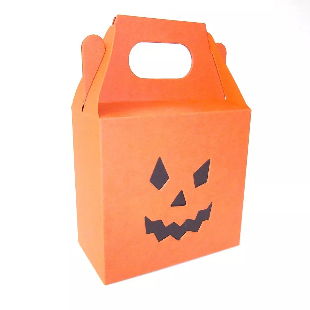 Halloween Pumpkin Sweetie Box With Double Face. Ghoulish Orange