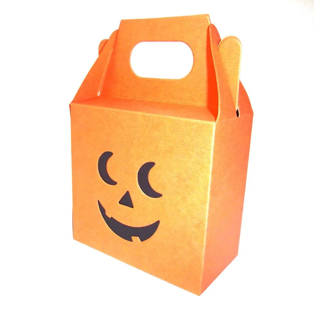 Halloween Pumpkin Sweetie Box With Double Face. Ghoulish Orange