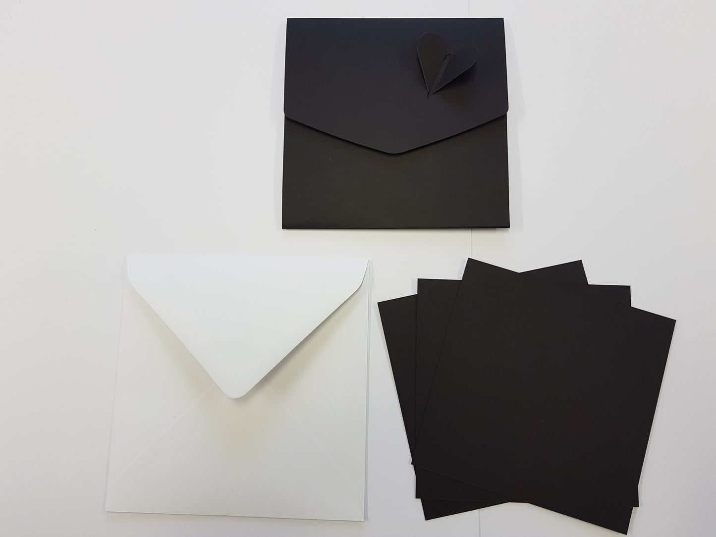 Luxury square Heart pocket fold wedding invite With White Envelopes