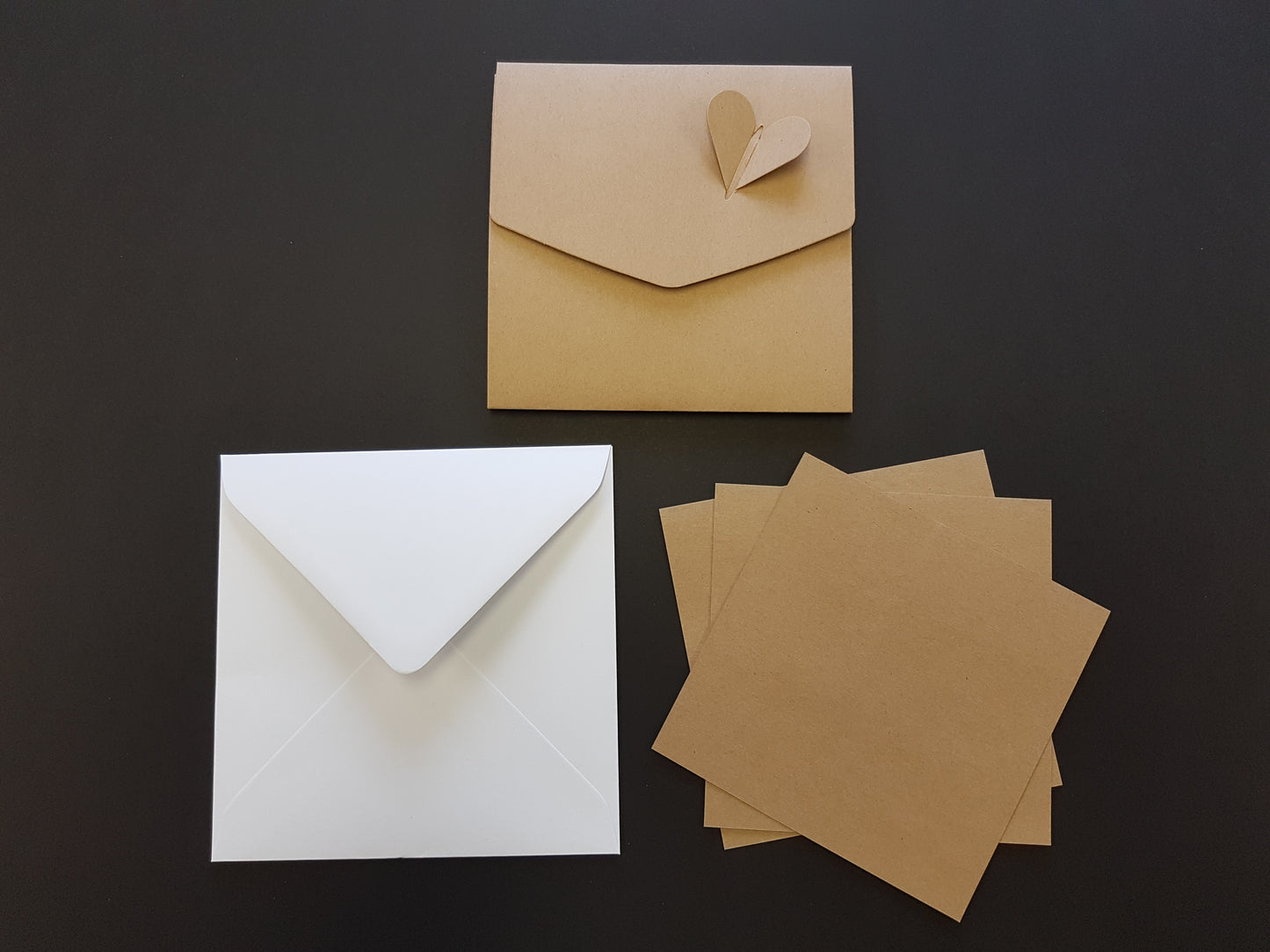 Luxury square Heart pocket fold wedding invite With White Envelopes
