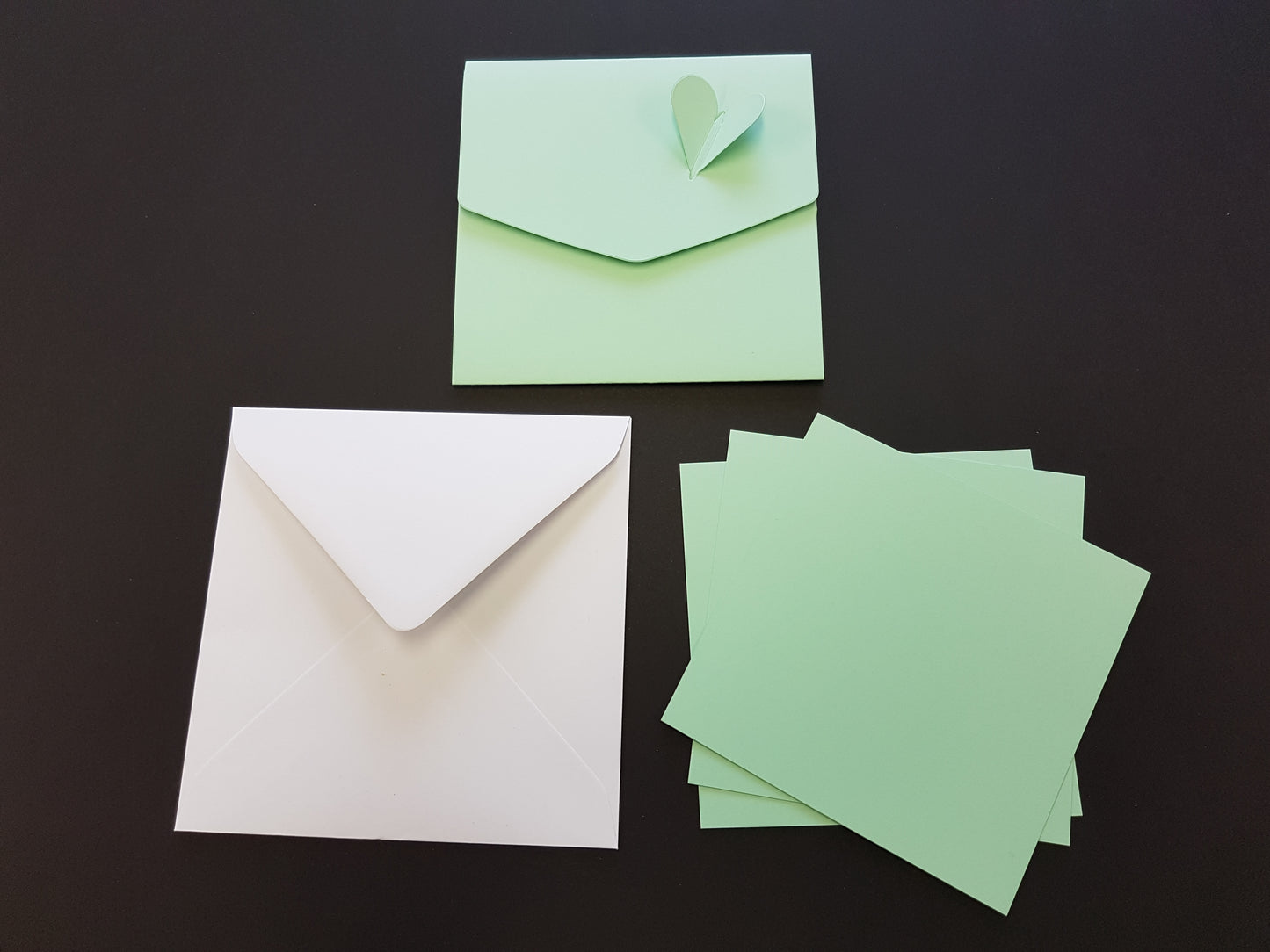 Luxury square Heart pocket fold wedding invite With White Envelopes