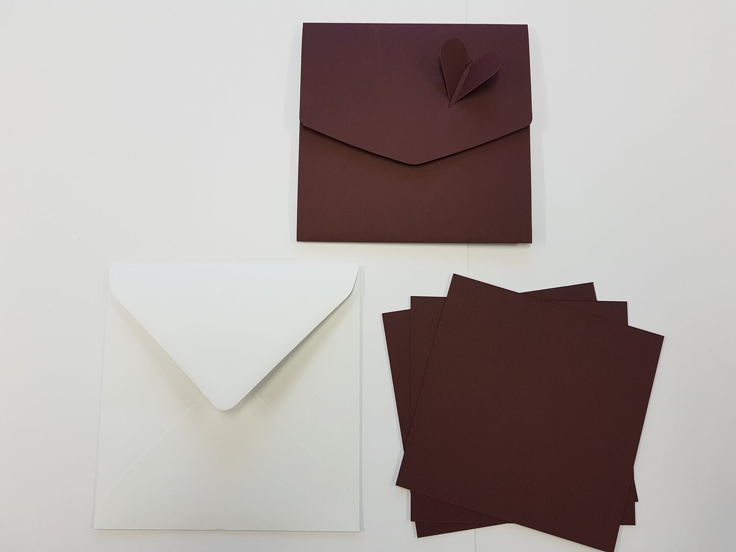 Luxury square Heart pocket fold wedding invite With White Envelopes