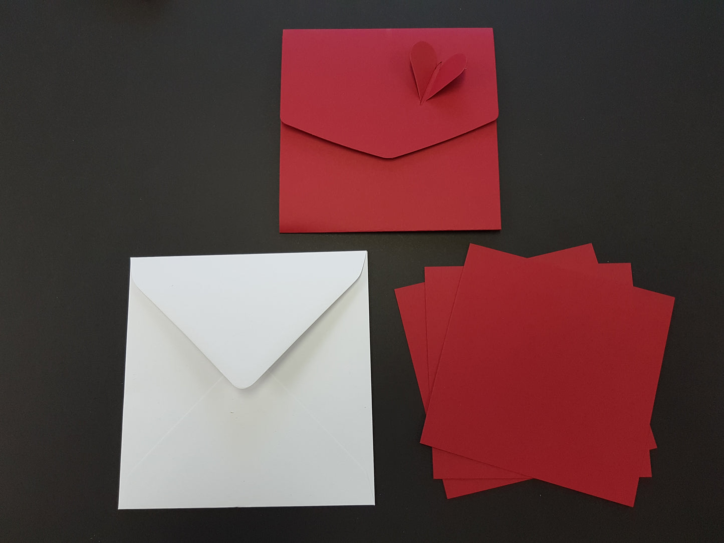 Luxury square Heart pocket fold wedding invite With White Envelopes