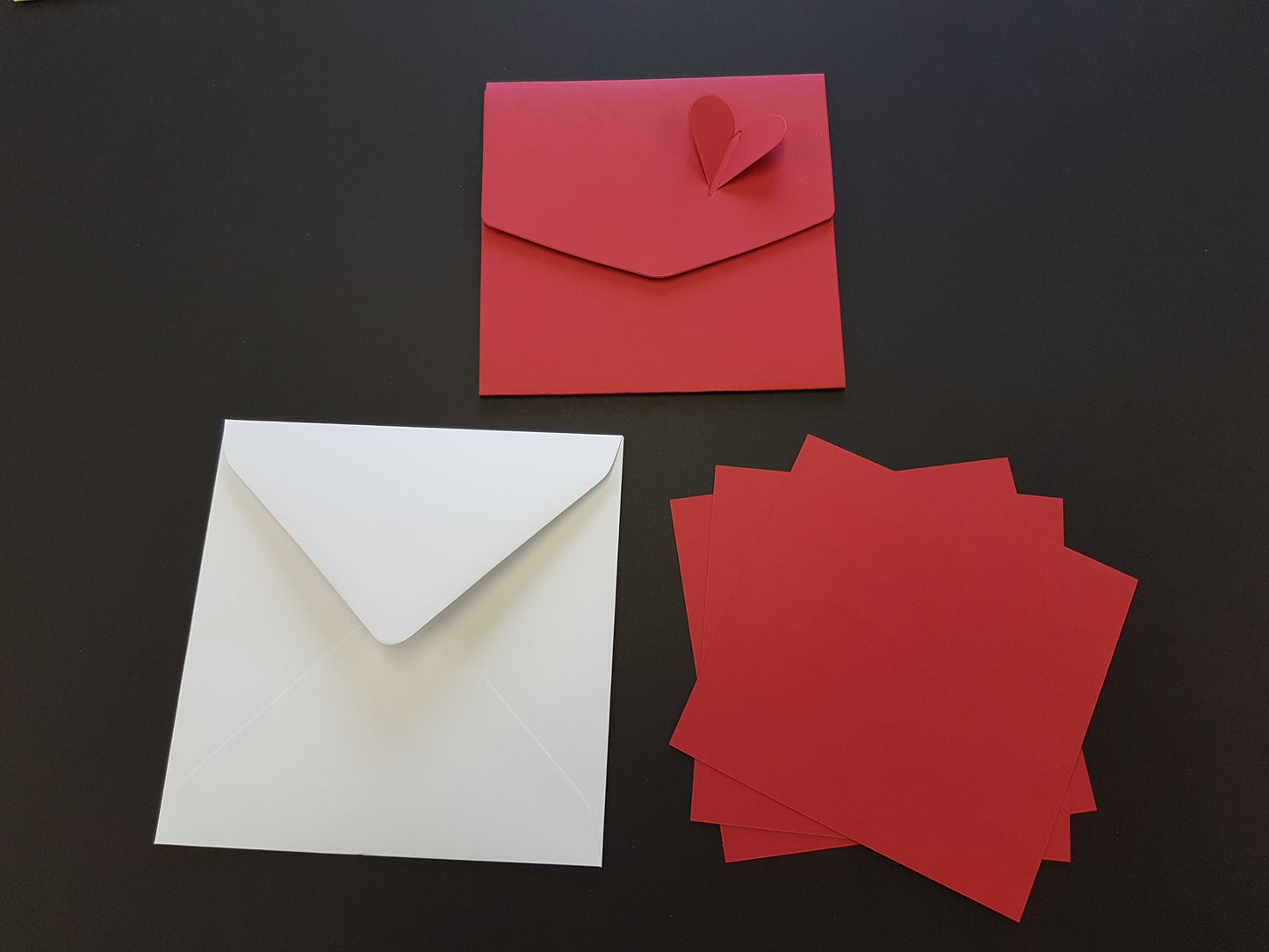 Luxury square Heart pocket fold wedding invite With White Envelopes