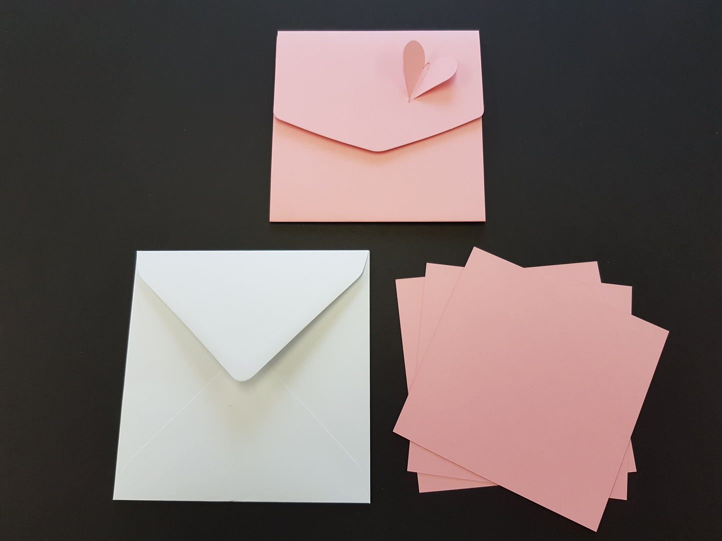 Luxury square Heart pocket fold wedding invite With White Envelopes